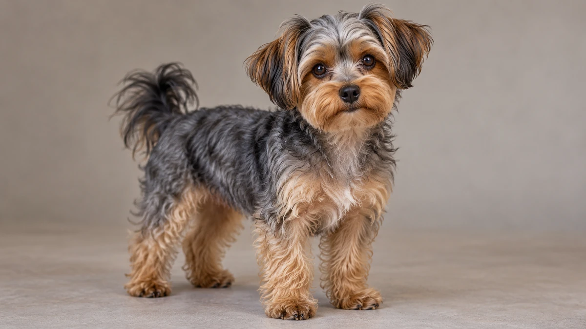 Yorkipoo köpek — çelik mavi-tan (yorkie klasiği) renk