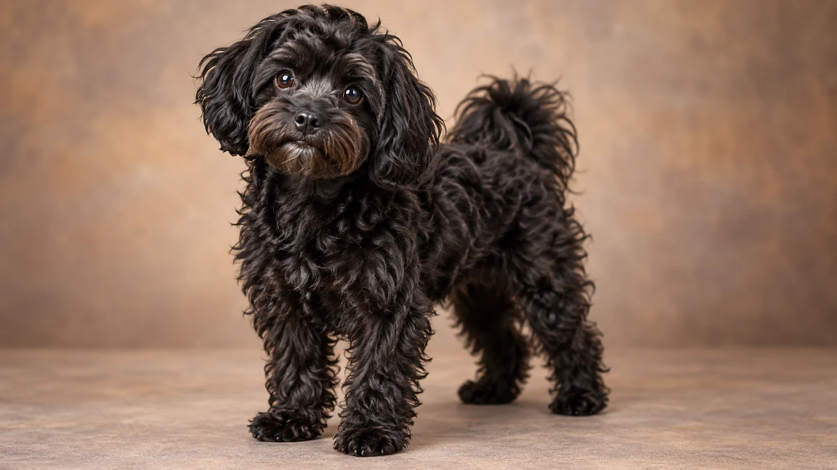 Yorkipoo köpek — siyah renk