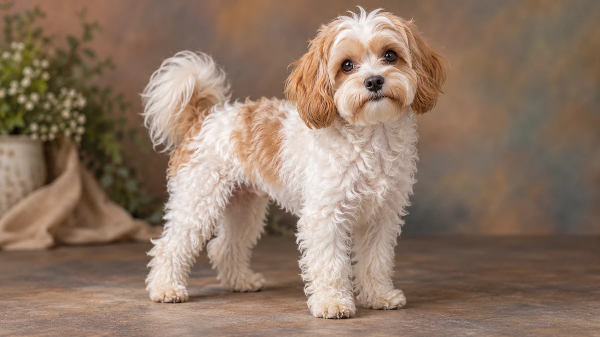 Yorkipoo köpek — parti (iki renkli) renk